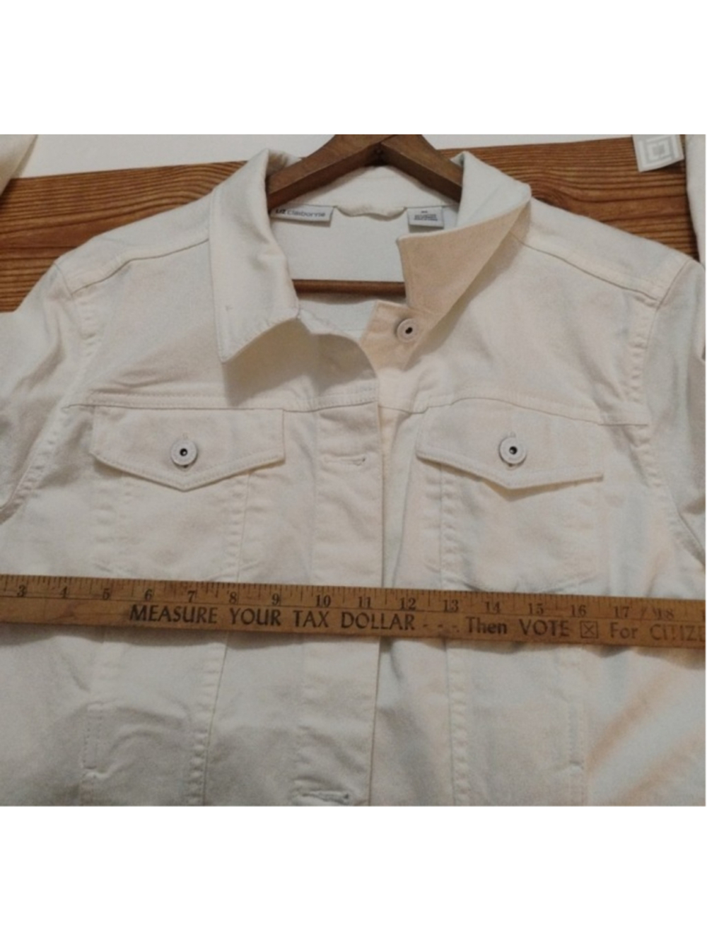 LIZ CLAIBORNE Classic Style White Jean Denim Cotton Jacket XL - Picture 4 of 7